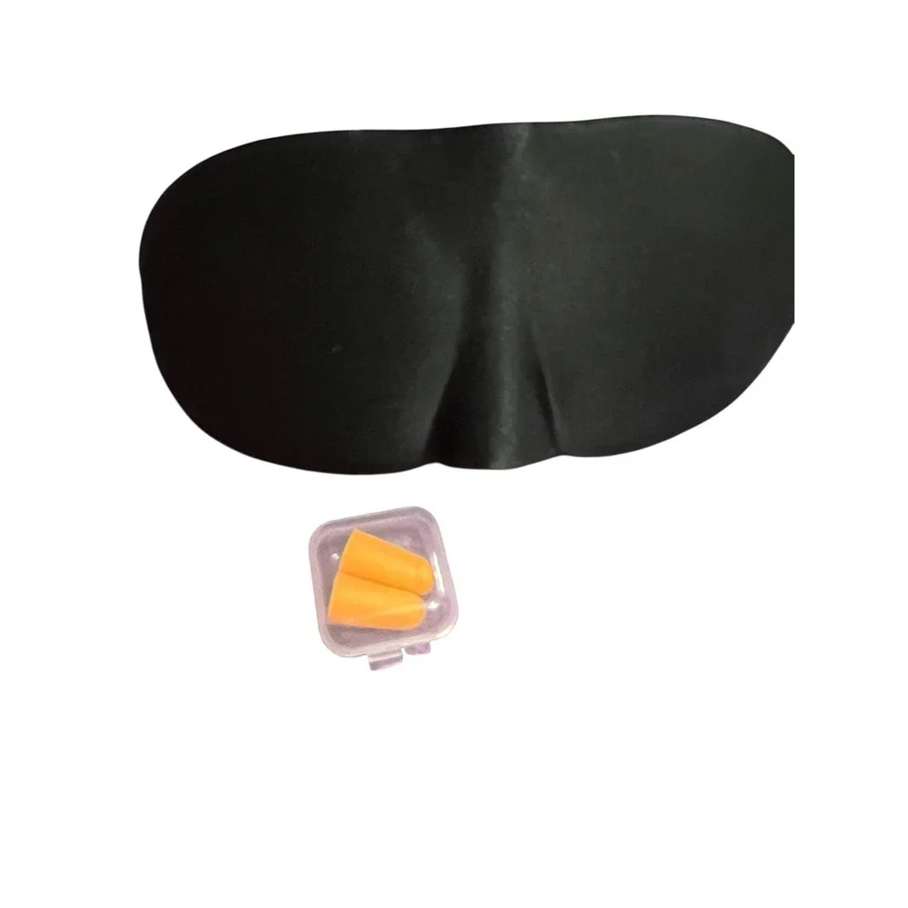 Black Sleep Eye Mask & Foam Earplug Light Blocking Travel Naps Meditation‎